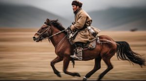 فارس يمتطي حصاناً مغولياً