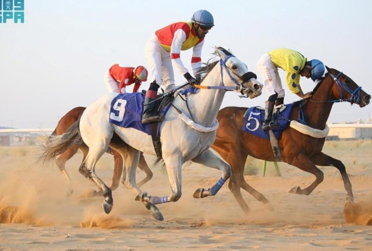 جانب من سباقات الخيل في ميدان فروسية نجران، الذي يبحث فرصًا جديدة لتطوير قطاع الفروسية والاستثمار فيه